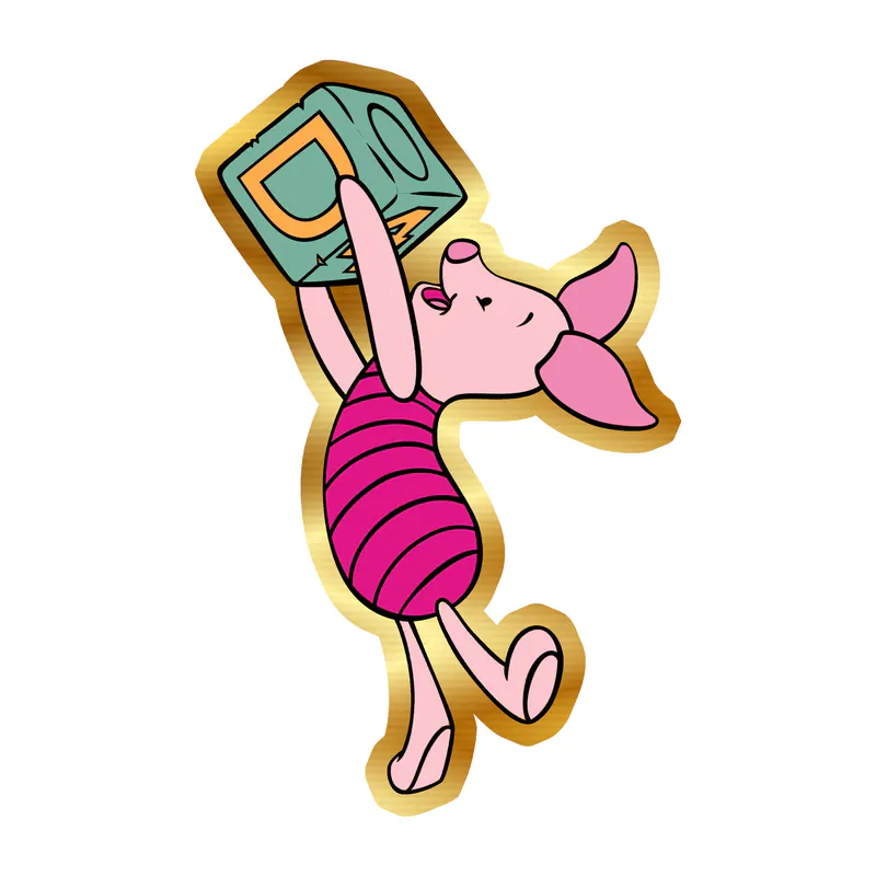 Winnie The Pooh - Piglet - Gold Chrome Vinyl Sticker - Custom Size