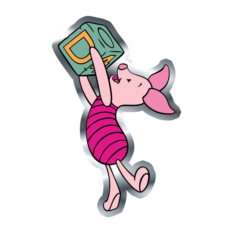 Winnie The Pooh - Piglet - Silver Chrome Vinyl Sticker - Custom Size