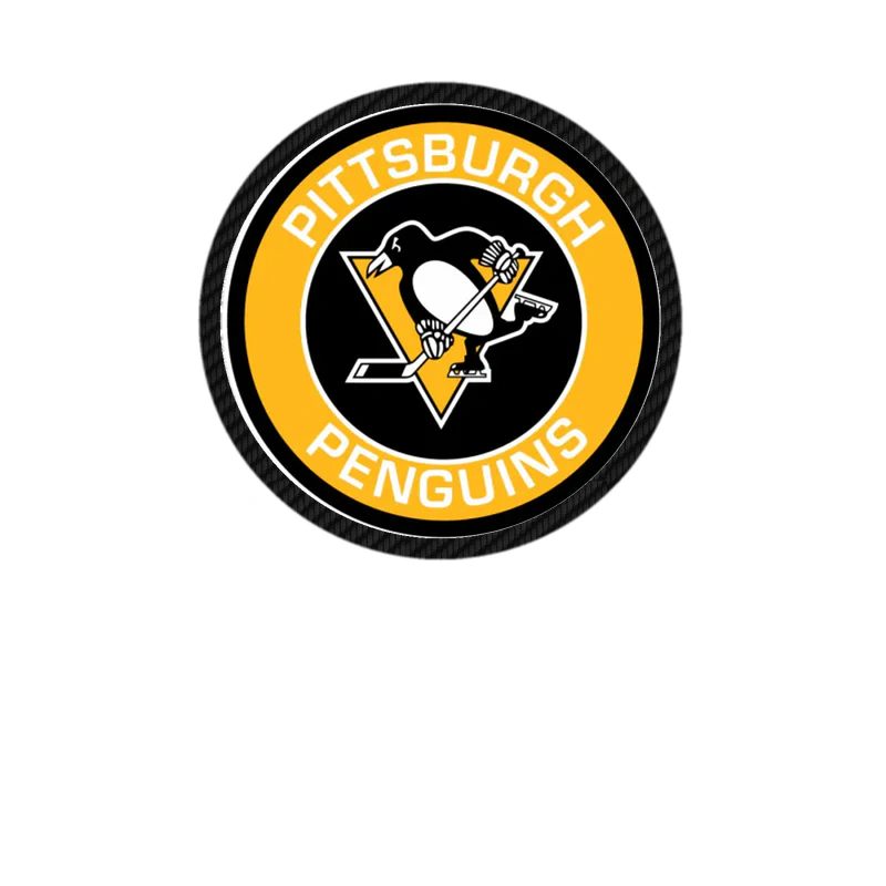 Pittsburgh Penguins - Black And Yellow Circle With Name - Carbon Fiber Vinyl Sticker - Custom Size