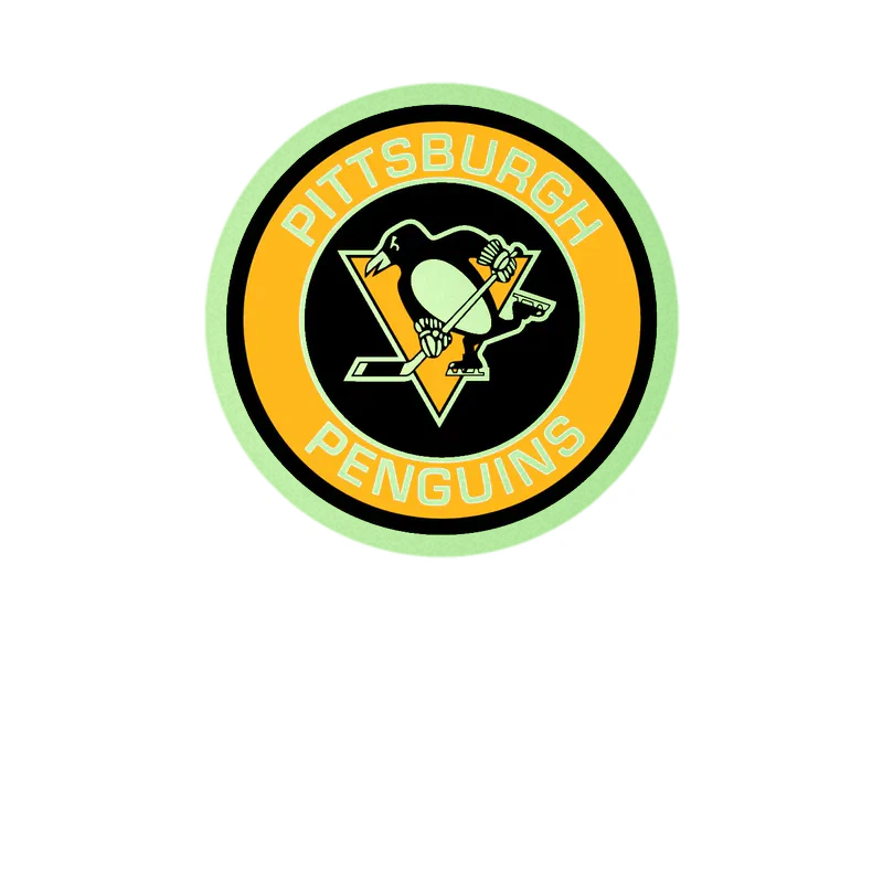 Pittsburgh Penguins - Black And Yellow Circle With Name - Glow in the Dark Vinyl Sticker - Custom Size