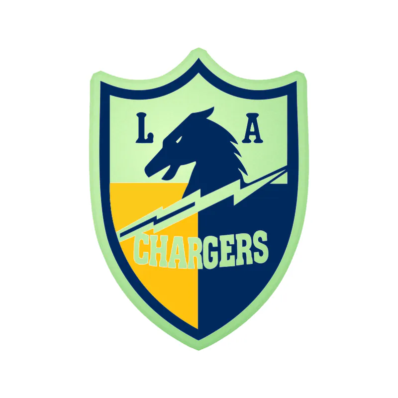 Los Angeles Chargers - Dark Horse Shield - Glow in the Dark Vinyl Sticker - Custom Size