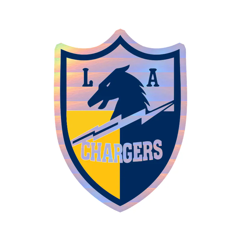 Los Angeles Chargers - Dark Horse Shield - Holographic Vinyl Sticker - Custom Size