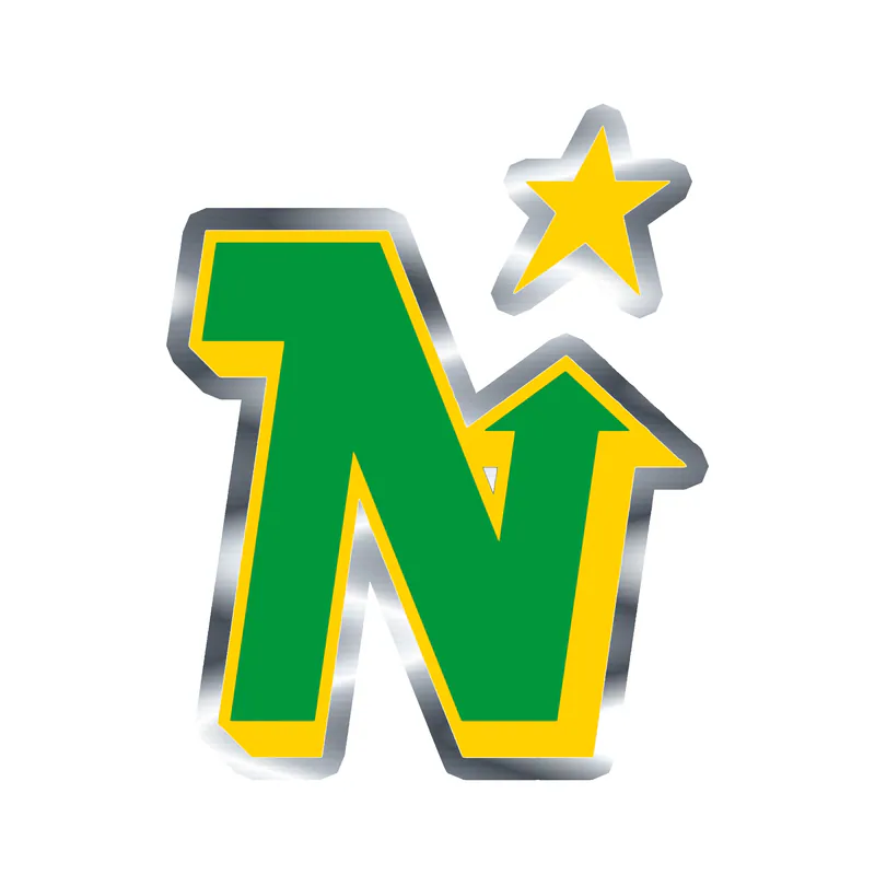 Dallas Stars  - N With Star - Silver Chrome Vinyl Sticker - Custom Size