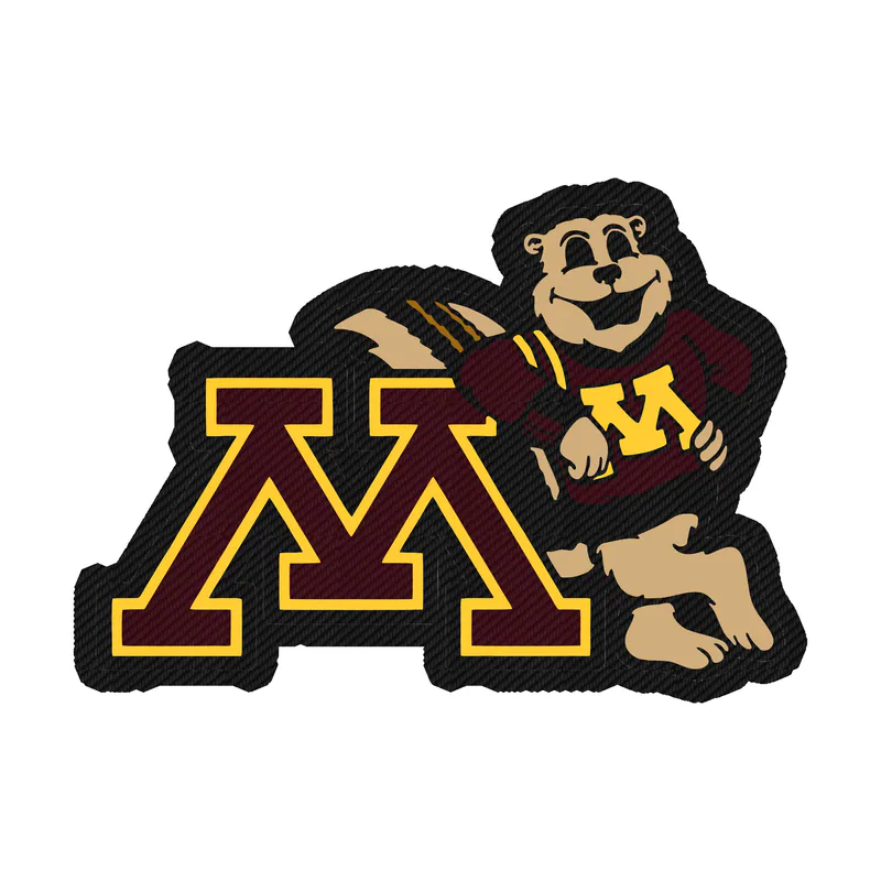 University of Minnesota Gophers - Gopher With M - Carbon Fiber Vinyl Decal - Custom Size