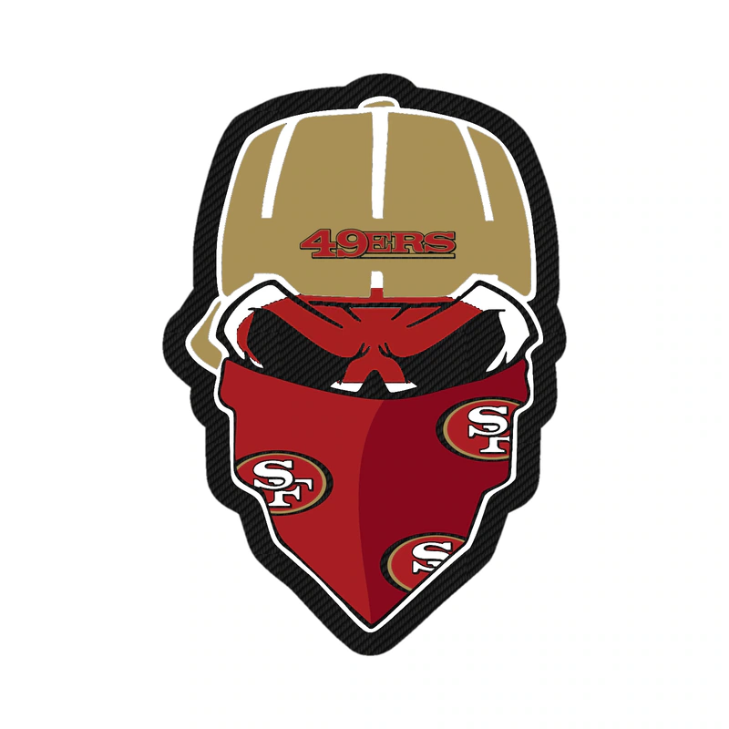 San Francisco 49ers - Skull with Cap - Carbon Fiber Vinyl Sticker - Custom Size