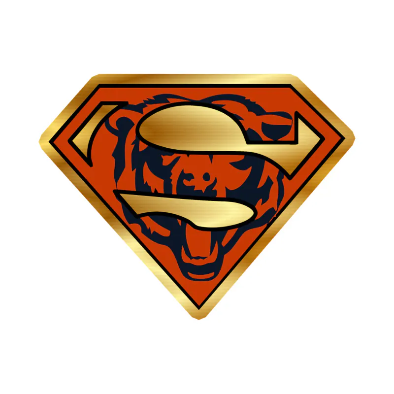 Chicago Bears - Superman - Gold Chrome Vinyl Sticker - Custom Size