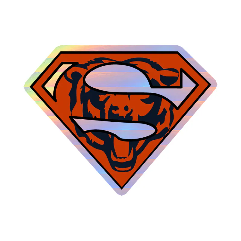 Chicago Bears - Superman - Holographic Vinyl Sticker - Custom Size