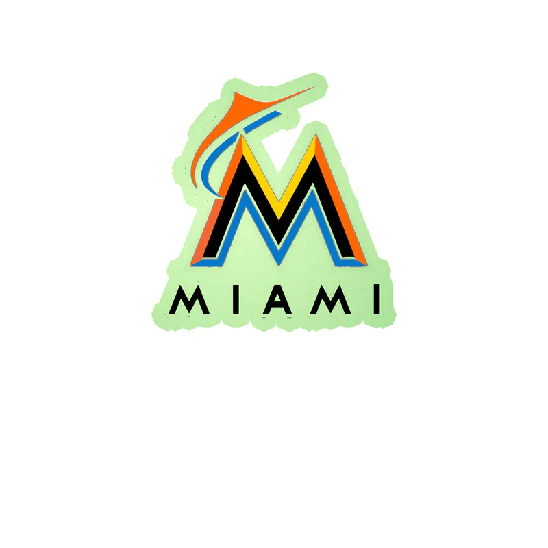 Miami Marlins - Black M With Miami - Glow in the Dark Vinyl Sticker - Custom Size