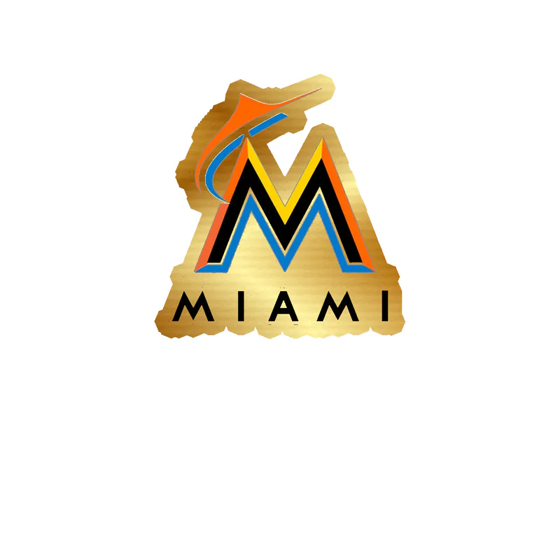 Miami Marlins - Black M With Miami - Gold Chrome Vinyl Sticker - Custom Size