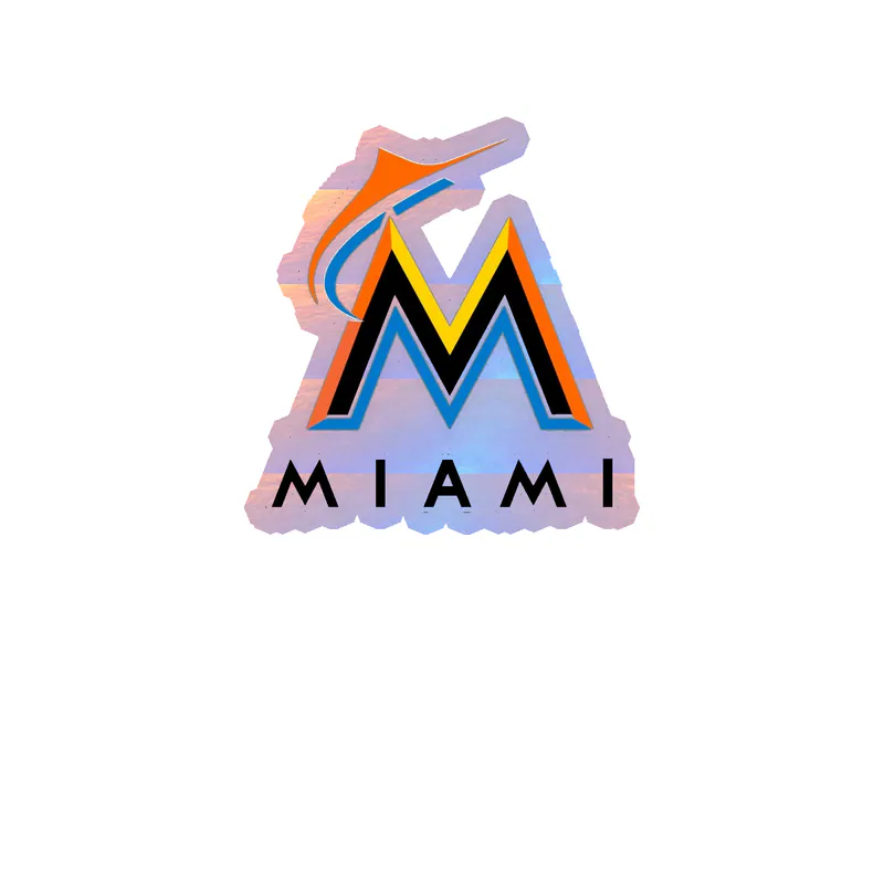 Miami Marlins - Black M With Miami - Holographic Vinyl Sticker - Custom Size