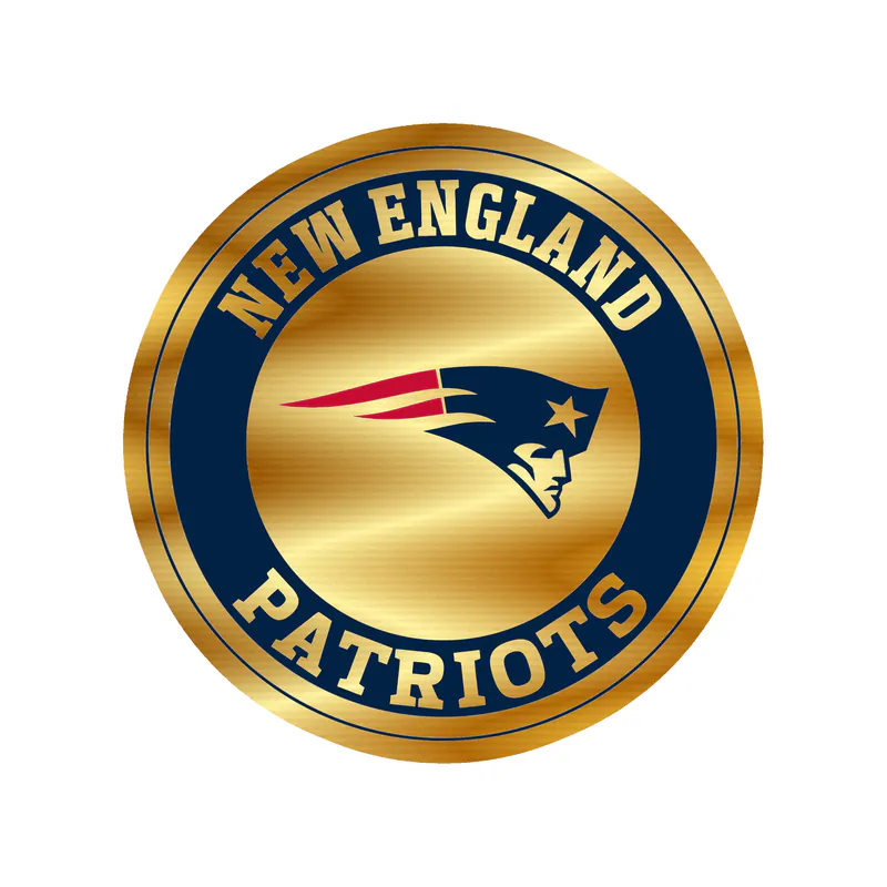 New England Patriots - Gray Circle 2 - Gold Chrome Vinyl Sticker - Custom Size