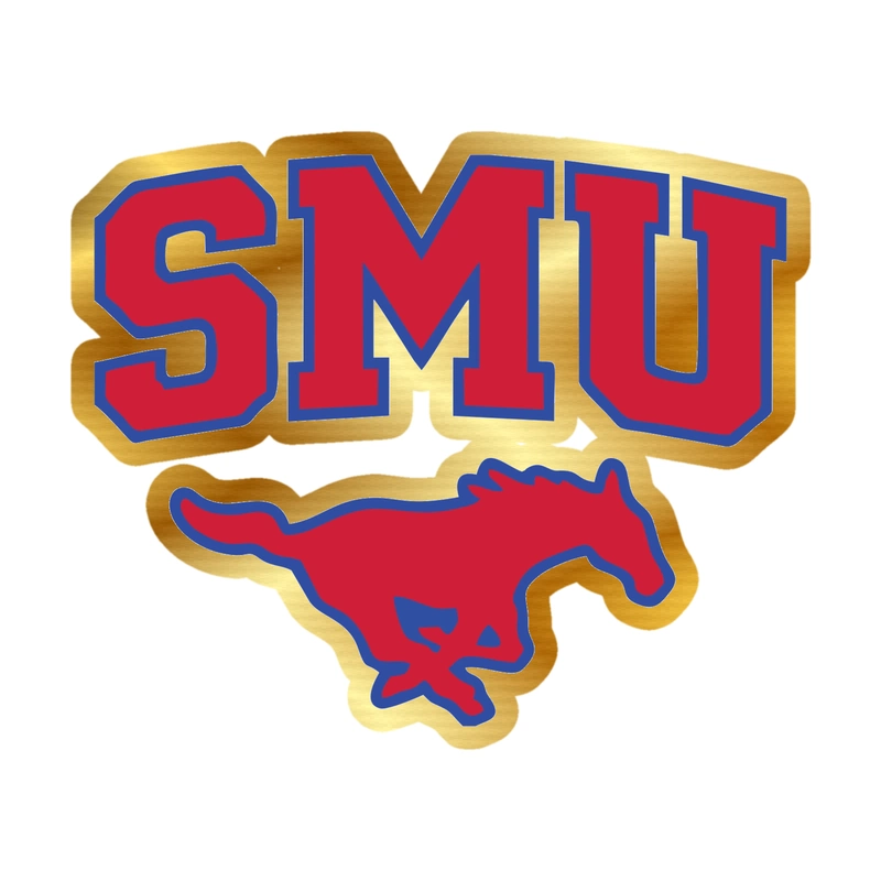 SMU Mustangs Gold Chrome Vinyl Decal - Custom Size