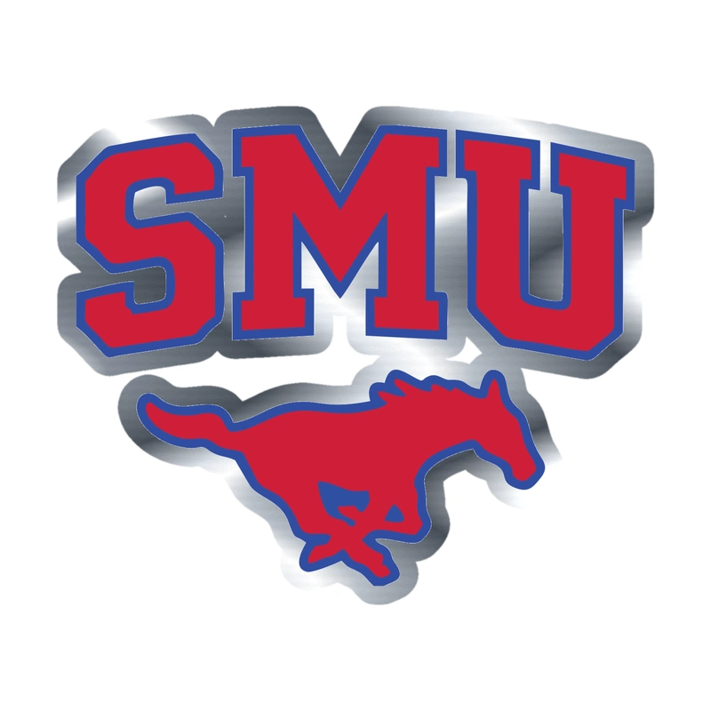 SMU Mustangs Silver Chrome Vinyl Decal - Custom Size