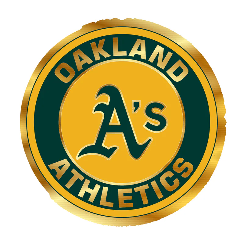 Oakland Athletics - Yellow And Green Circle - Gold Chrome Vinyl Sticker - Custom Size