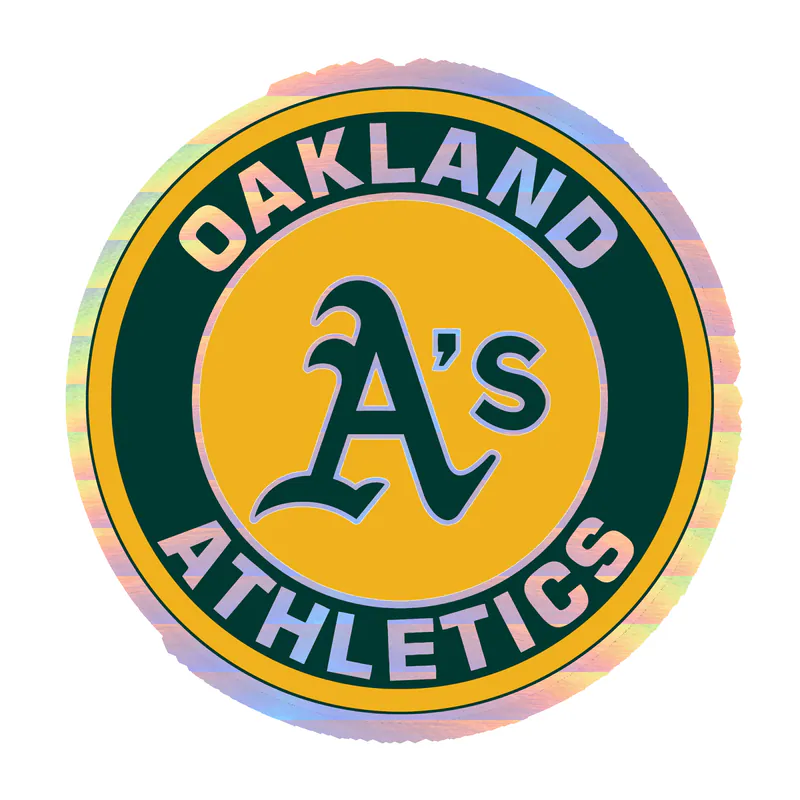 Oakland Athletics - Yellow And Green Circle - Holographic Vinyl Sticker - Custom Size