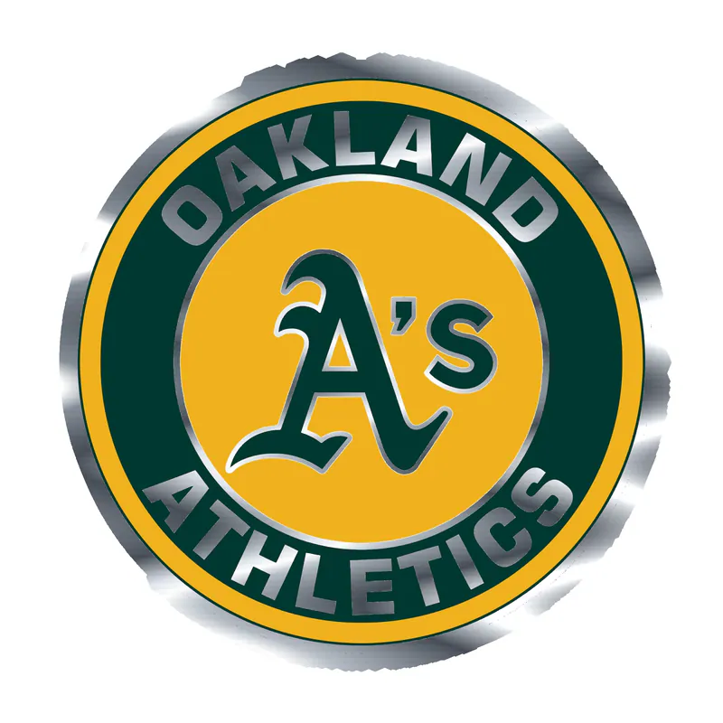 Oakland Athletics - Yellow And Green Circle - Silver Chrome Vinyl Sticker - Custom Size