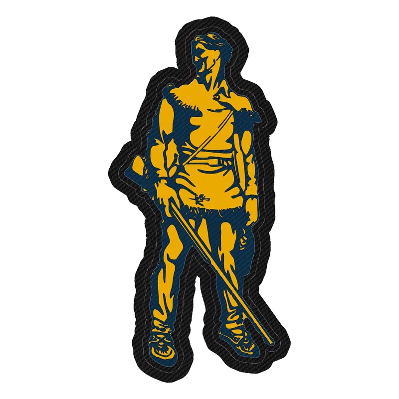 West Virginia Mountaineers - Gold And Blue Mountaineer - Carbon Fiber Vinyl Decal - Custom Size