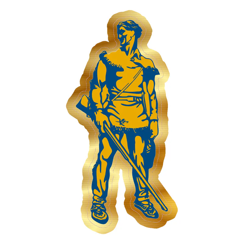 West Virginia Mountaineers - Gold And Blue Mountaineer - Gold Chrome Vinyl Decal - Custom Size