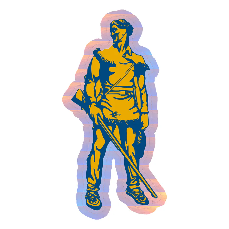 West Virginia Mountaineers - Gold And Blue Mountaineer - Holographic Vinyl Decal - Custom Size