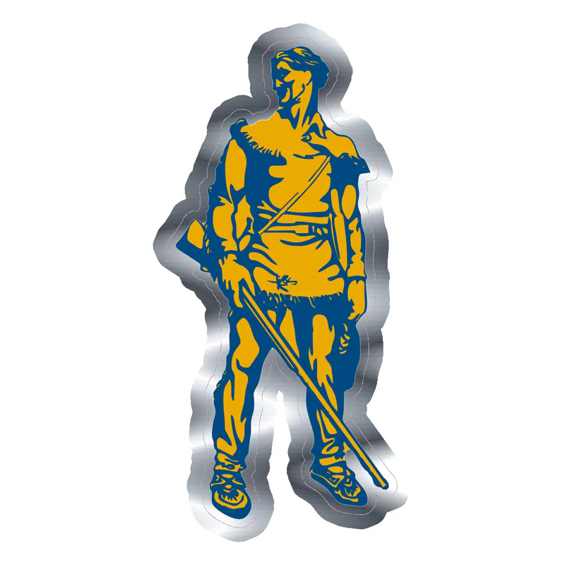 West Virginia Mountaineers - Gold And Blue Mountaineer - Silver Chrome Vinyl Decal - Custom Size