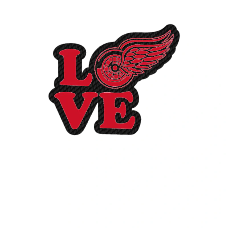 Detroit Red Wings - Love - Carbon Fiber Vinyl Sticker - Custom Size