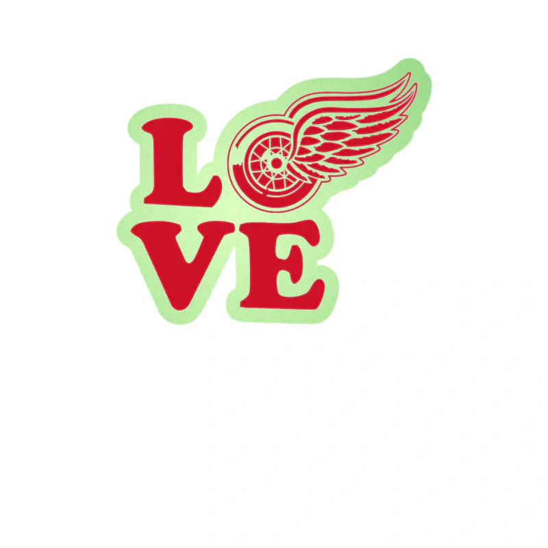 Detroit Red Wings - Love - Glow in the Dark Vinyl Sticker - Custom Size