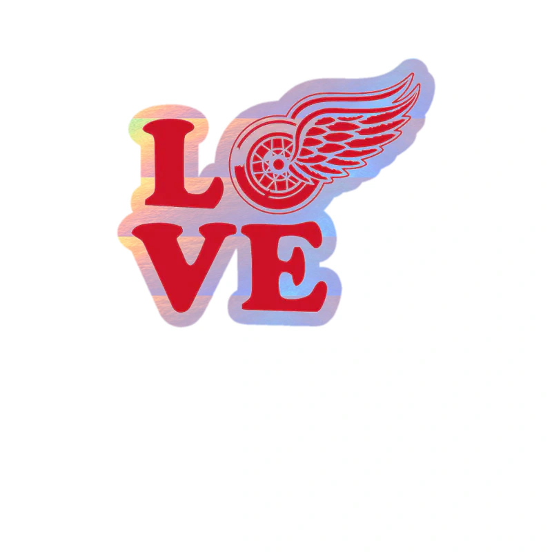 Detroit Red Wings - Love - Holographic Vinyl Sticker - Custom Size