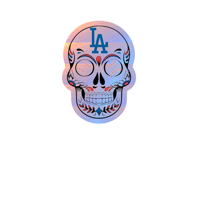 Los Angeles Dodgers - Sugar Skull - Holographic Vinyl Sticker - Custom Size