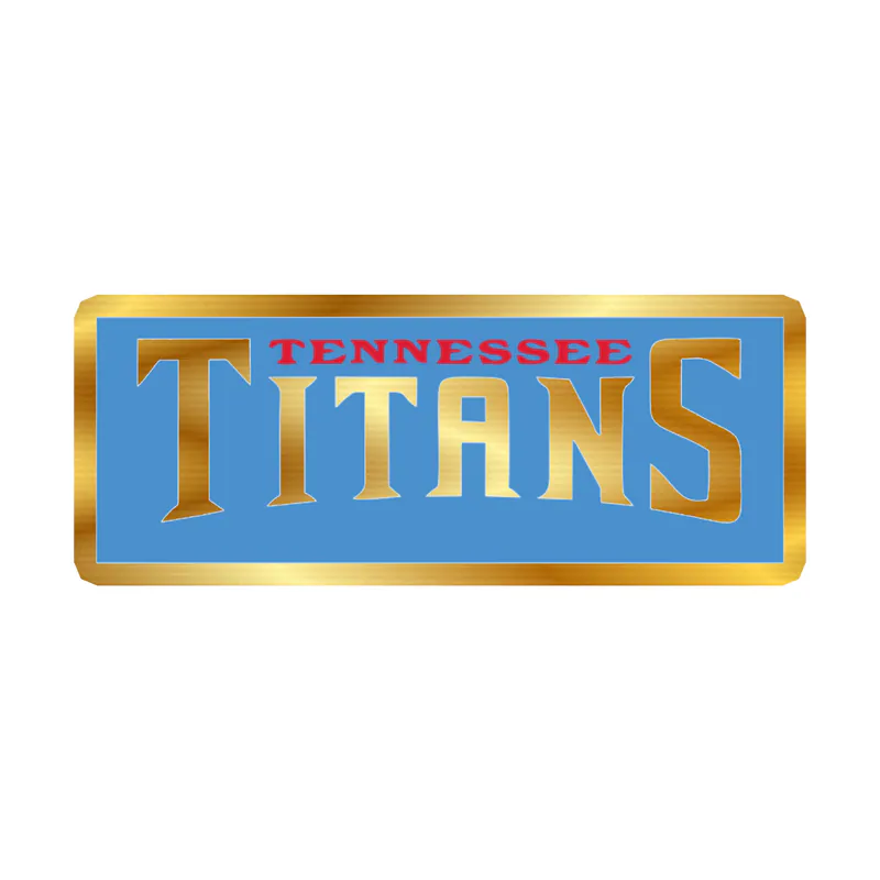 Tennessee Titans - White Lettering with Blue Background - Gold Chrome Vinyl Sticker - Custom Size