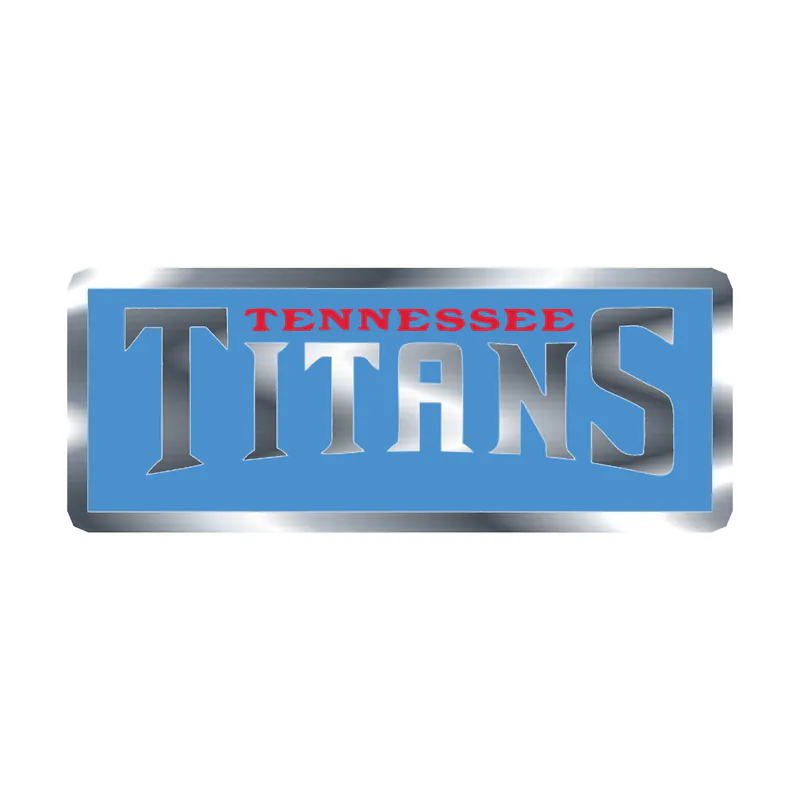 Tennessee Titans - White Lettering with Blue Background - Silver Chrome Vinyl Sticker - Custom Size