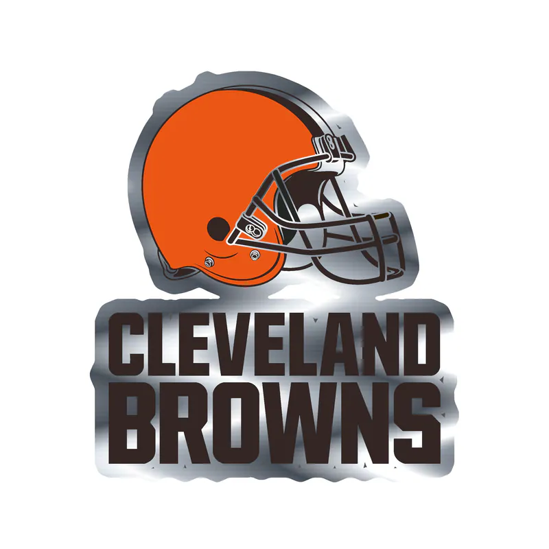 Cleveland Browns - Helmet with Name - Silver Chrome Vinyl Sticker - Custom Size