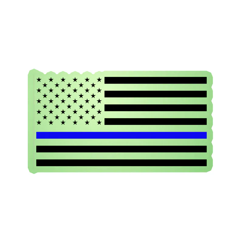 Blue Line American Flag Glow in the Dark Vinyl Decal - custom size