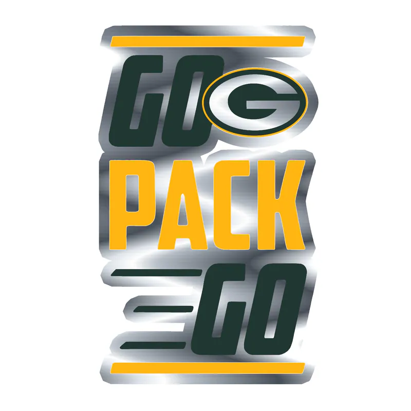 Green Bay Packers - Rectangle - Image 5 - Silver Chrome Vinyl Sticker - Custom Size