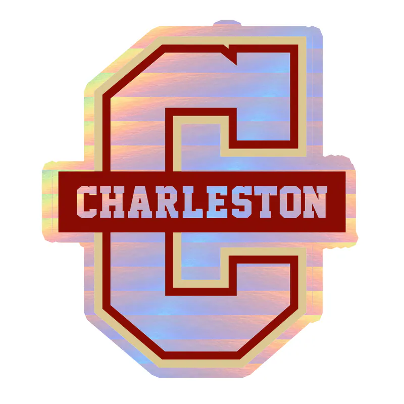 Charleston Cougars - C with Name - Holographic Vinyl Decal - Custom Size