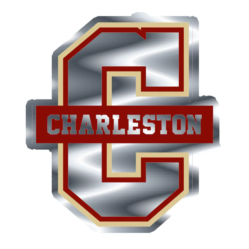 Charleston Cougars - C with Name - Silver Chrome Vinyl Decal - Custom Size