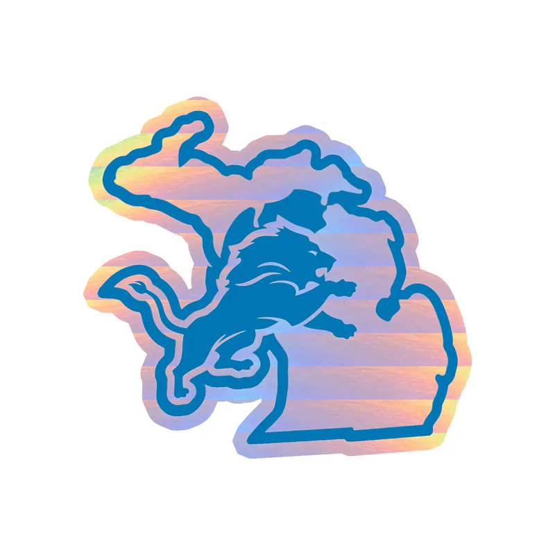 Detroit Lions - Lion Gray State - Holographic Vinyl Sticker - Custom Size