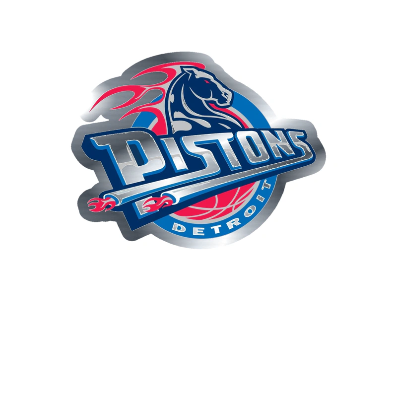 Detroit Pistons - Image 5 - Silver Chrome Vinyl Sticker - Custom Size