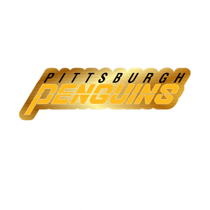 Pittsburgh Penguins - Yellow And Black Name - Gold Chrome Vinyl Sticker - Custom Size