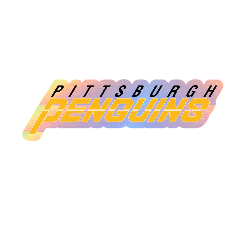 Pittsburgh Penguins - Yellow And Black Name - Holographic Vinyl Sticker - Custom Size