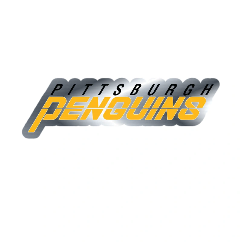 Pittsburgh Penguins - Yellow And Black Name - Silver Chrome Vinyl Sticker - Custom Size