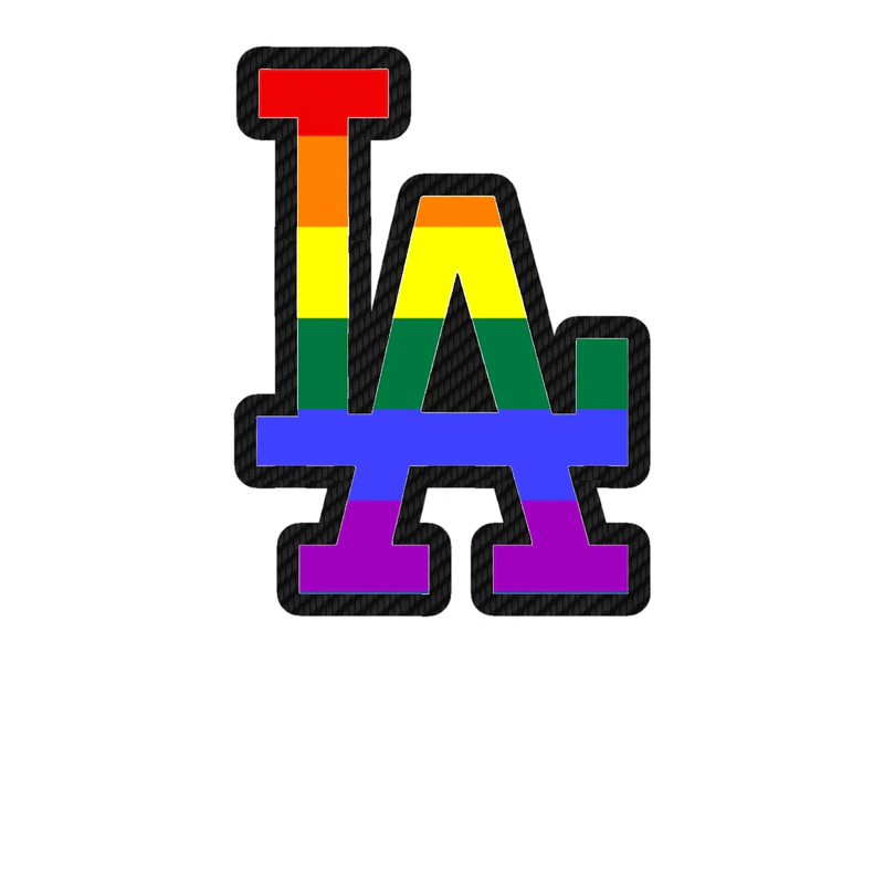 Los Angeles Dodgers - Rainbow LA - Carbon Fiber Vinyl Sticker - Custom Size