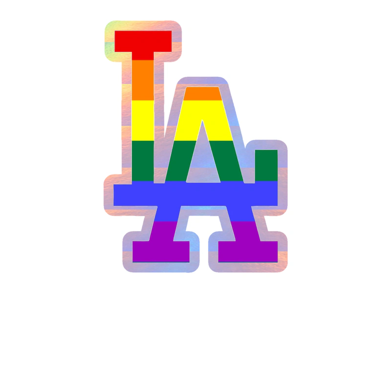 Los Angeles Dodgers - Rainbow LA - Holographic Vinyl Sticker - Custom Size