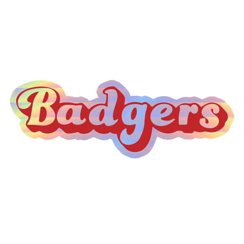 Wisconsin Badgers - Lettering - Holographic Vinyl Decal - Custom Size