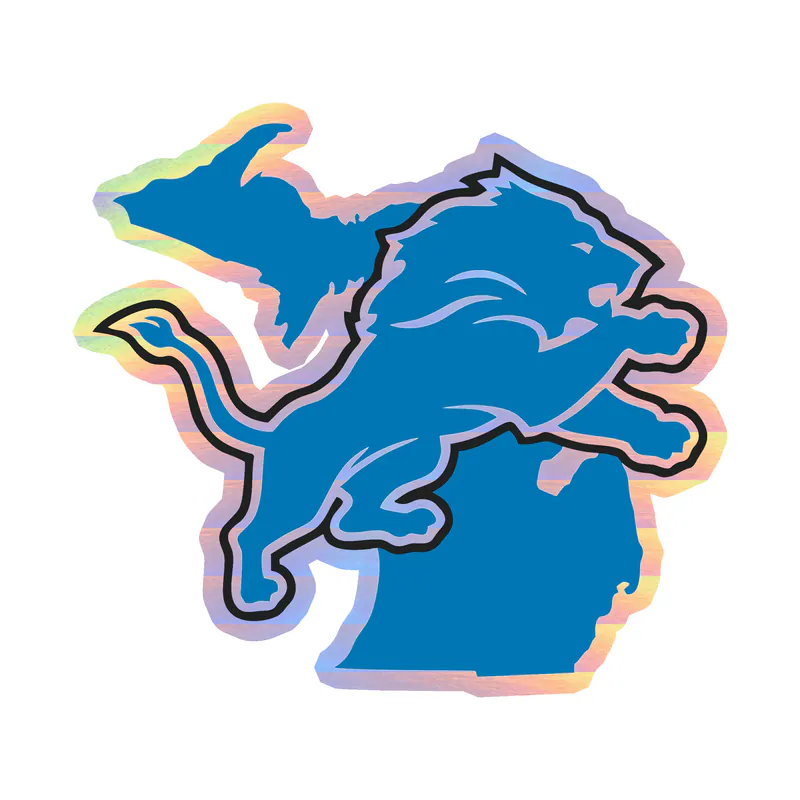 Detroit Lions - Lion Blue State - Holographic Vinyl Sticker - Custom Size