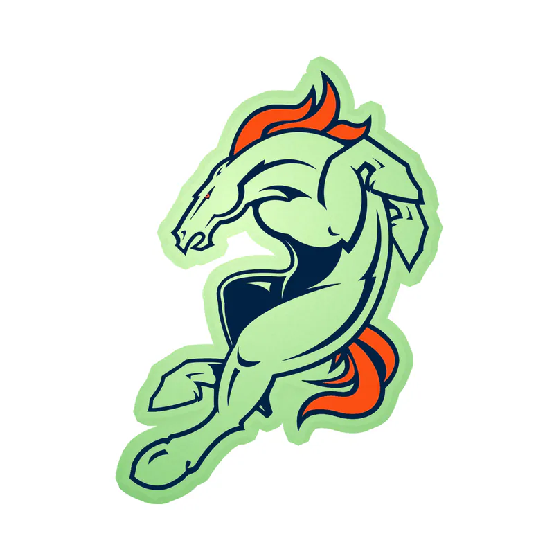 Denver Broncos - Horse - Glow in the Dark Vinyl Sticker - Custom Size