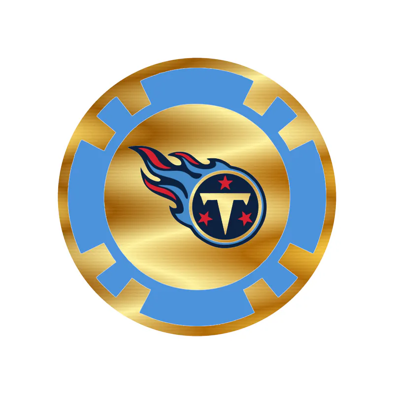 Tennessee Titans - Poker Chip - Gold Chrome Vinyl Sticker - Custom Size