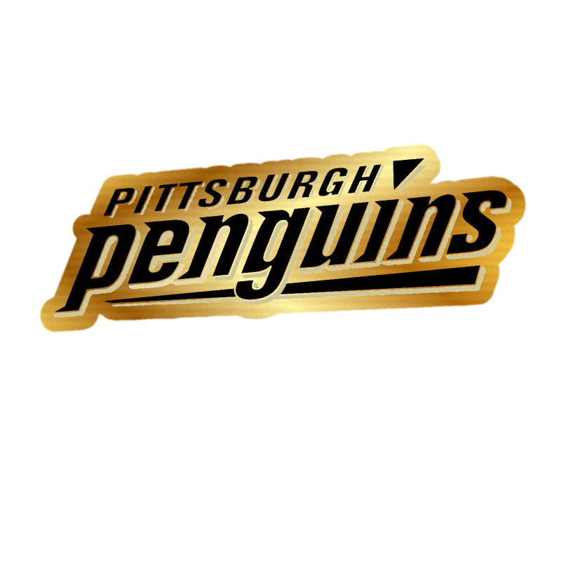 Pittsburgh Penguins - Black Name - Gold Chrome Vinyl Sticker - Custom Size