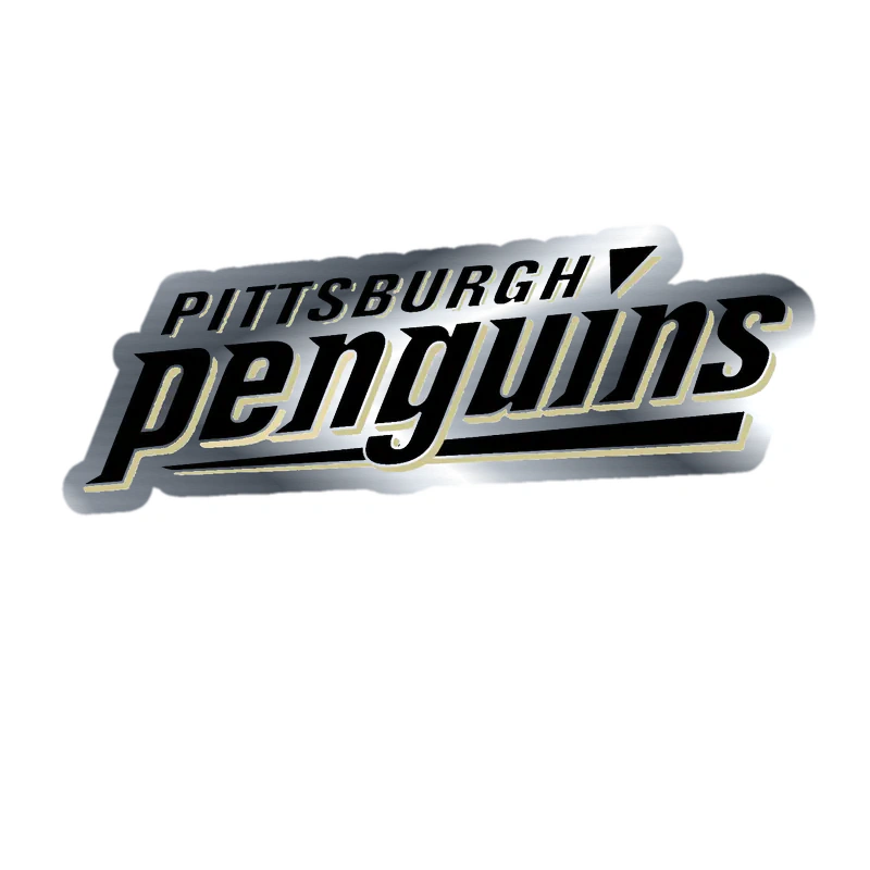 Pittsburgh Penguins - Black Name - Silver Chrome Vinyl Sticker - Custom Size
