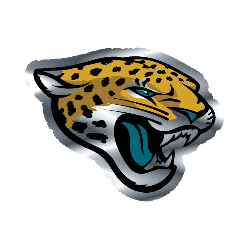 Jacksonville Jaguars - Jaguar Head - Silver Chrome Vinyl Sticker - Custom Size