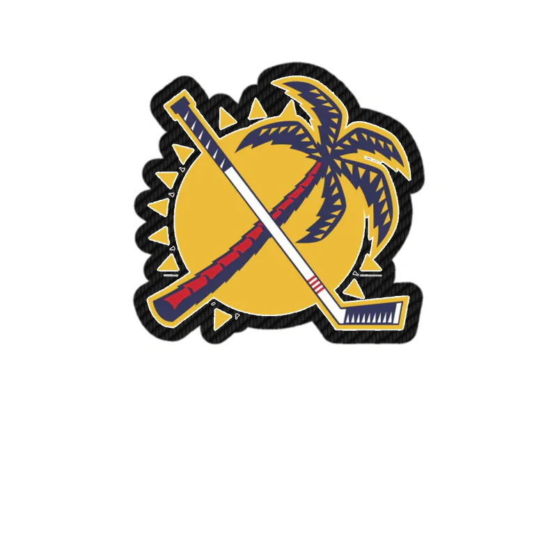 Florida Panthers - Sun With Palm Tree - Carbon Fiber Vinyl Sticker - Custom Size